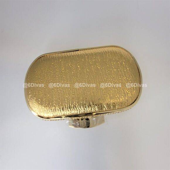 Gold Metallic Evening Purse Gold Minaudiere Cocktail Clutch Purse - Picture 11 of 11